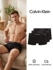 Calvin Klein Icon Men's Trunks Breathable Everyday Support LV00NB4392-TM6 All-Day Wear Home Relaxation Spring Refresh Cotton Elastane - Black - View 1