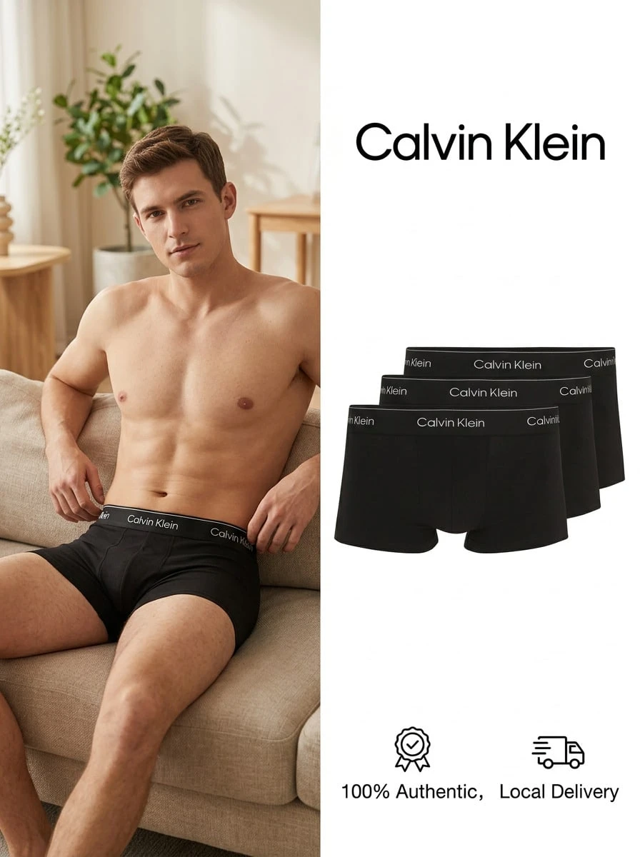 Calvin Klein Icon Men's Trunks Breathable Everyday Support LV00NB4392-TM6 All-Day Wear Home Relaxation Spring Refresh Cotton Elastane - Black - View 1