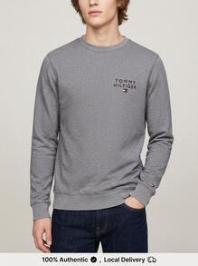 Tommy Hilfiger Original Men's Lounge Track Top Grey Relaxed Fit Pullover Design UM0UM02878-P4A Everyday Comfort Daily Wear Spring Refresh - Grey - View 1