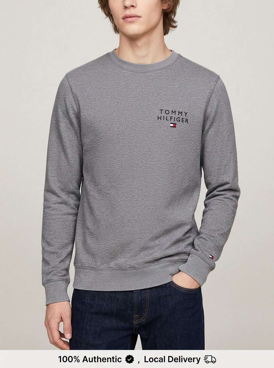Tommy Hilfiger Original Men's Lounge Track Top Grey Relaxed Fit Pullover Design UM0UM02878-P4A Everyday Comfort Daily Wear Spring Refresh - Grey - View 1
