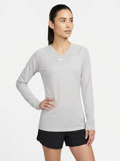 Nike Dámské sportovní tričko a tílko, prodyšné, klasický střih, rychleschnoucí, na doma, do školy i do posilovny, šedé AV2610-057
