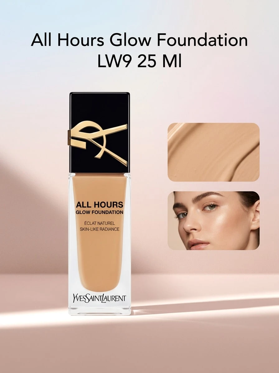 Yves Saint Laurent All Hours Glow Foundation LW9 25 Ml – Foundation, Luminous Finish, For Women With Dry Skin, LW9, Hyaluronic Acid, Suitable For Daily Office Wear - LW9 - View 1