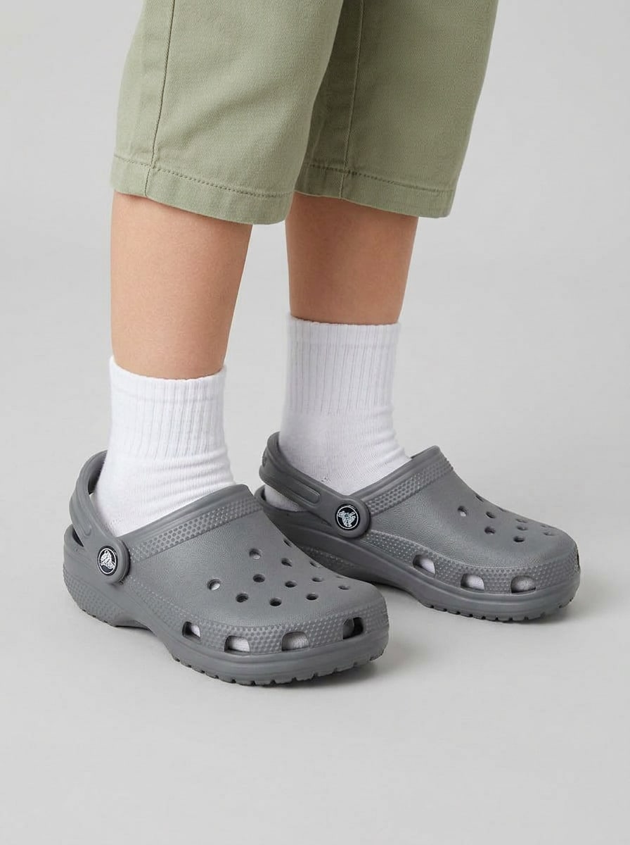 Crocs CLASSIC CLOG Kids' Clogs Versatile Lightweight Classic Daily Weekend Beach Grey 206990-0DA - Slate Grey - View 1