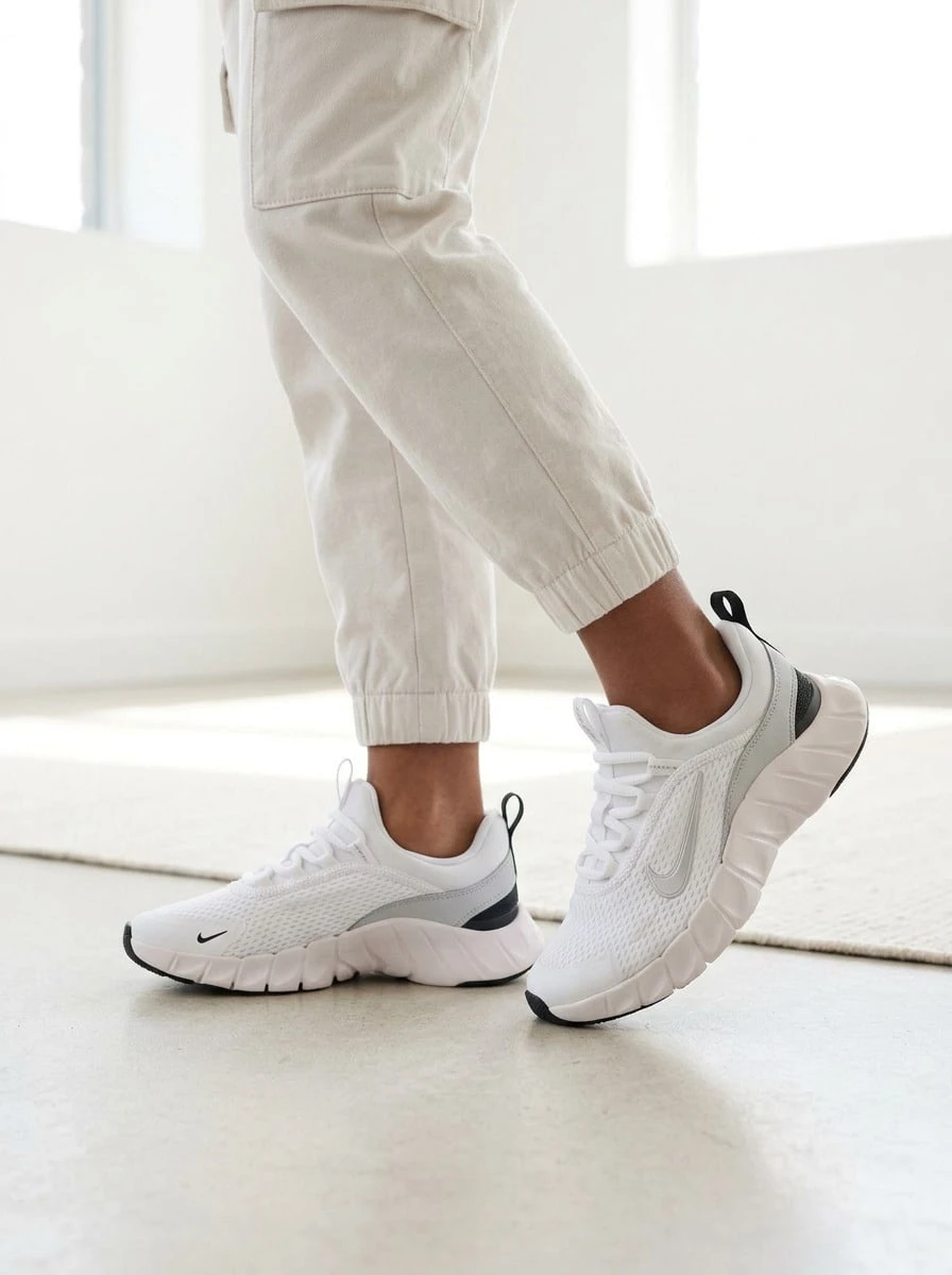Nike Free Ride Kids Sneakers Sporty Responsive Comfortable Casual Training Travel IO1642-102 - White/Grey/Silver - View 1