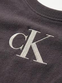 Calvin Klein Jeans Women's Sequin Logo T-Shirt Signature Logo Soft Hand Feel LV044E215G-2E9 Work To Play Weekend Brunch Going Out Spring Refresh Cotton - Coal - View 5