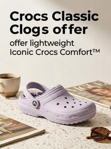 Crocs كلاسيك كلوج نسائي ناعم مانع للانزلاق مرن للشاطئ والاستخدام اليومي الكاجوال 203591-5PU - ضباب الموف - مشاهدة 2