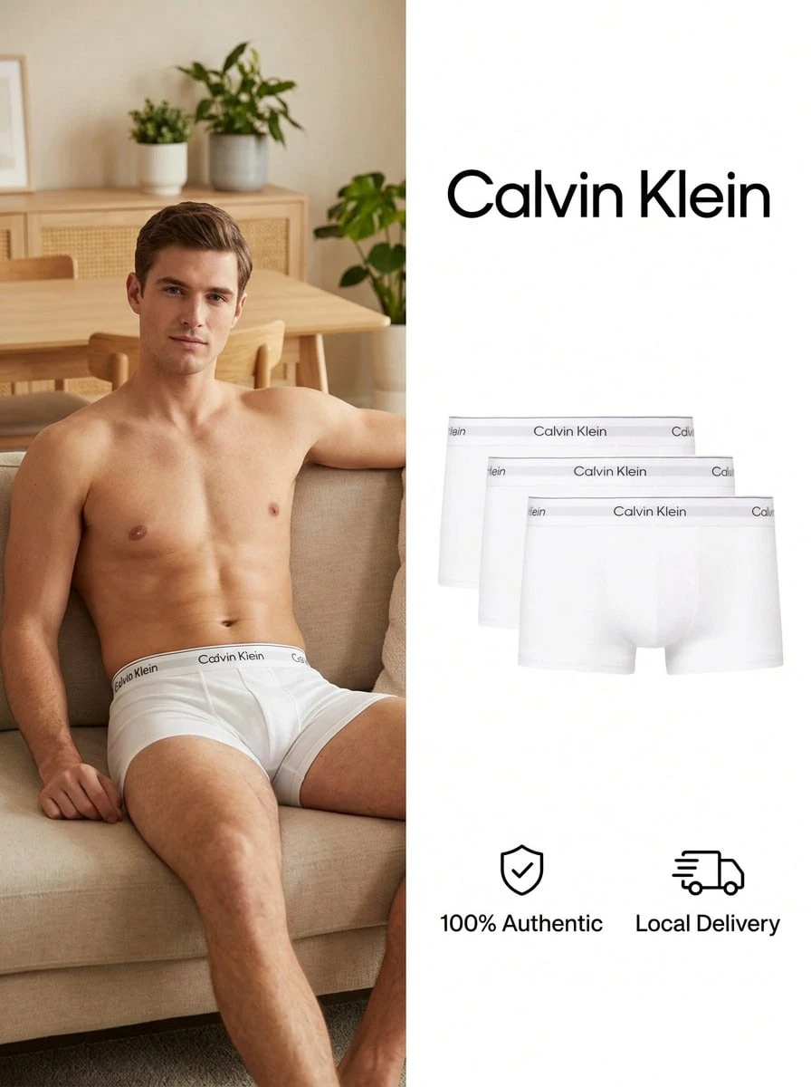 Calvin Klein 3 Pack Men's Boxers - White - View 1