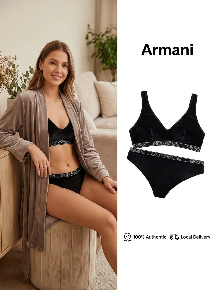 Armani 2 Pack Women's Thong - Black/Black - View 1