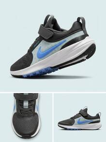 Nike Kids Sneakers Anti-Slip Lace-Up Lightweight Commuting Office Weekend HF7005-011 - Black/Blue - View 5