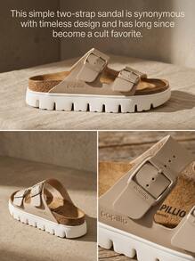 Birkenstock صنادل نسائية مسطحة من أريزونا سهلة التنسيق سريعة الجفاف متعددة الاستخدامات للاستخدام اليومي والعطلات وعطلة نهاية الأسبوع باللون البيج 1029094 - قلعة رملية - مشاهدة 3