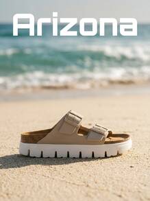 Birkenstock صنادل نسائية مسطحة من أريزونا سهلة التنسيق سريعة الجفاف متعددة الاستخدامات للاستخدام اليومي والعطلات وعطلة نهاية الأسبوع باللون البيج 1029094 - قلعة رملية - مشاهدة 1