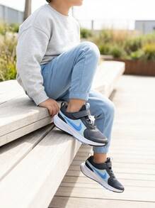 Nike Kids Sneakers Anti-Slip Lace-Up Lightweight Commuting Office Weekend HF7005-011 - Black/Blue - View 7