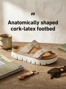 Birkenstock صنادل نسائية مسطحة من أريزونا سهلة التنسيق سريعة الجفاف متعددة الاستخدامات للاستخدام اليومي والعطلات وعطلة نهاية الأسبوع باللون البيج 1029094 - قلعة رملية - مشاهدة 2