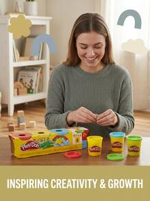 PLAY-DOH مجموعة بلاي دوه كلاسيك كولورز الجديدة، 4 قطع - متعدد الألوان - مشاهدة 2