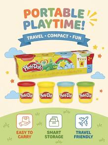 PLAY-DOH مجموعة بلاي دوه كلاسيك كولورز الجديدة، 4 قطع - متعدد الألوان - مشاهدة 4