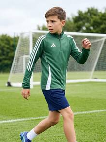 Adidas بلوزات رياضية للأولاد المراهقين مرنة وناعمة وقوية للمدرسة والصالة الرياضية والاستخدام اليومي IR9362 - أخضر - مشاهدة 3