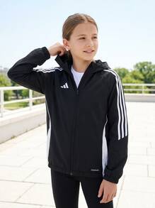 Adidas Tween Girls Jackets Premium Comfortable Waterproof Training Commuting Hiking IM8798 - Black - View 1