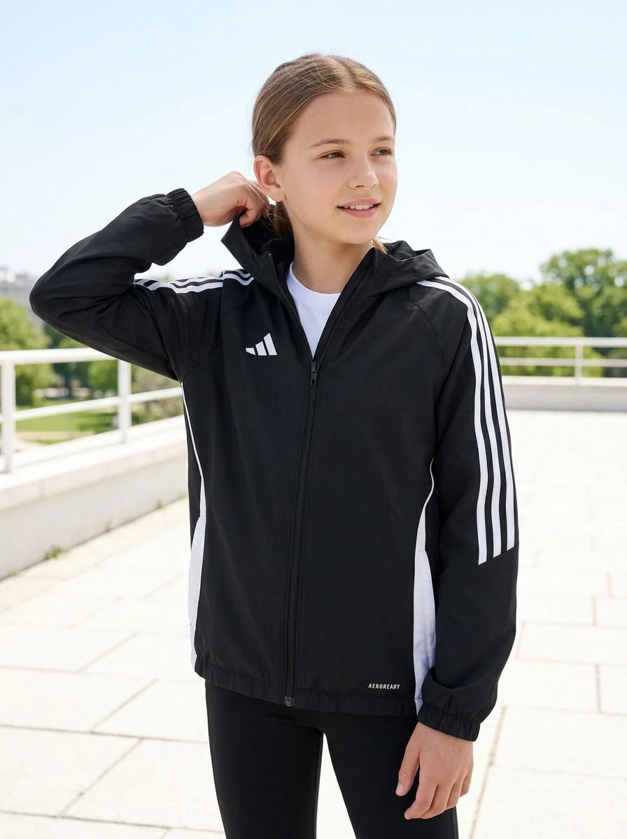 Adidas Tween Girls Jackets Premium Comfortable Waterproof Training Commuting Hiking IM8798 - Black - View 1