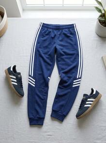 Adidas Tween Boys Sweatpants Comfortable Lightweight Durable Commuting Casual Gym JD4809 - Navy Blue White - View 2