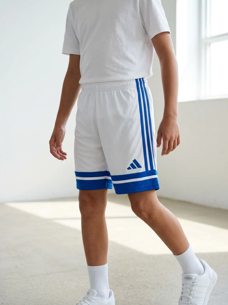 Adidas Tween Boys Shorts Classic Fit Stretchy Easy To Match Summer Gym Daily JJ2425 - Blue White - View 1