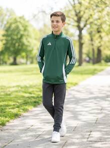 Adidas بلوزات رياضية للأولاد المراهقين مرنة وناعمة وقوية للمدرسة والصالة الرياضية والاستخدام اليومي IR9362 - أخضر - مشاهدة 1