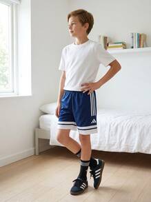 Adidas Tween Boys Shorts Versatile Comfortable Classic Fit Running Beach Sports JD3023 - Navy Blue White - View 2