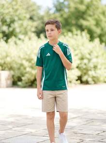 Adidas Tween Boys Shirts Comfortable Versatile Lightweight Sports Home School IS1028 - Green - View 1