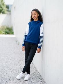 Adidas Tween Girls Sweatshirts Quick-Dry Skin-Friendly Stretchy Training Casual Outdoor JD4804 - Navy Blue White - View 6