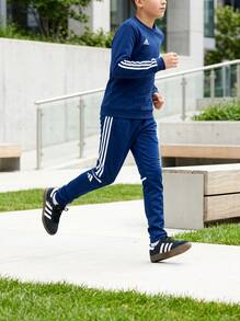 Adidas Tween Boys Sweatpants Comfortable Lightweight Durable Commuting Casual Gym JD4809 - Navy Blue White - View 3