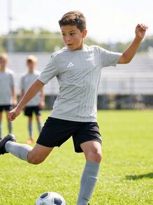 Adidas Tween Boys Shirts Classic Fit Quick-Dry Skin-Friendly Gym Daily Weekend JJ4165 - Light Grey - View 3