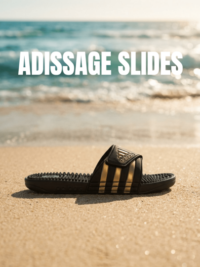 Adidas صنادل رياضية للنساء من Adissage متينة ومبطنة وسريعة الجفاف للسفر والمشي في الصيف باللون الأسود EG6517