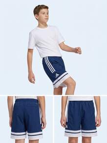 Adidas Tween Boys Shorts Versatile Comfortable Classic Fit Running Beach Sports JD3023 - Navy Blue White - View 3