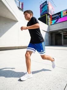 Adidas Tween Boys Shorts Elastic Waist Breathable Soft Training Casual Running JJ2419 - Blue White - View 5