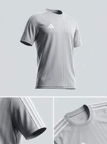 Adidas Tween Boys Shirts Classic Fit Quick-Dry Skin-Friendly Gym Daily Weekend JJ4165 - Light Grey - View 5