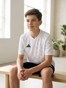 Adidas Tween Boys Shirts Quick-Dry Skin-Friendly Stretchy Weekend Training Casual JN6983 - White - View 6