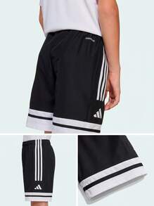 Adidas Tween Boys Shorts Soft Quick-Dry Moisture-Wicking Training Casual Running JE2772 - Black White - View 4