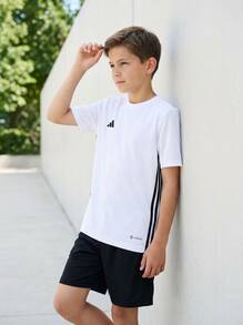 Adidas Tween Boys Shirts Skin-Friendly Stretchy Soft Travel Sports Home H44534 - White - View 4