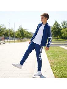 Adidas Tween Boys Sweatpants Breathable Skin-Friendly Versatile Training Daily Outdoor JD4799 - Dark Blue White - View 4