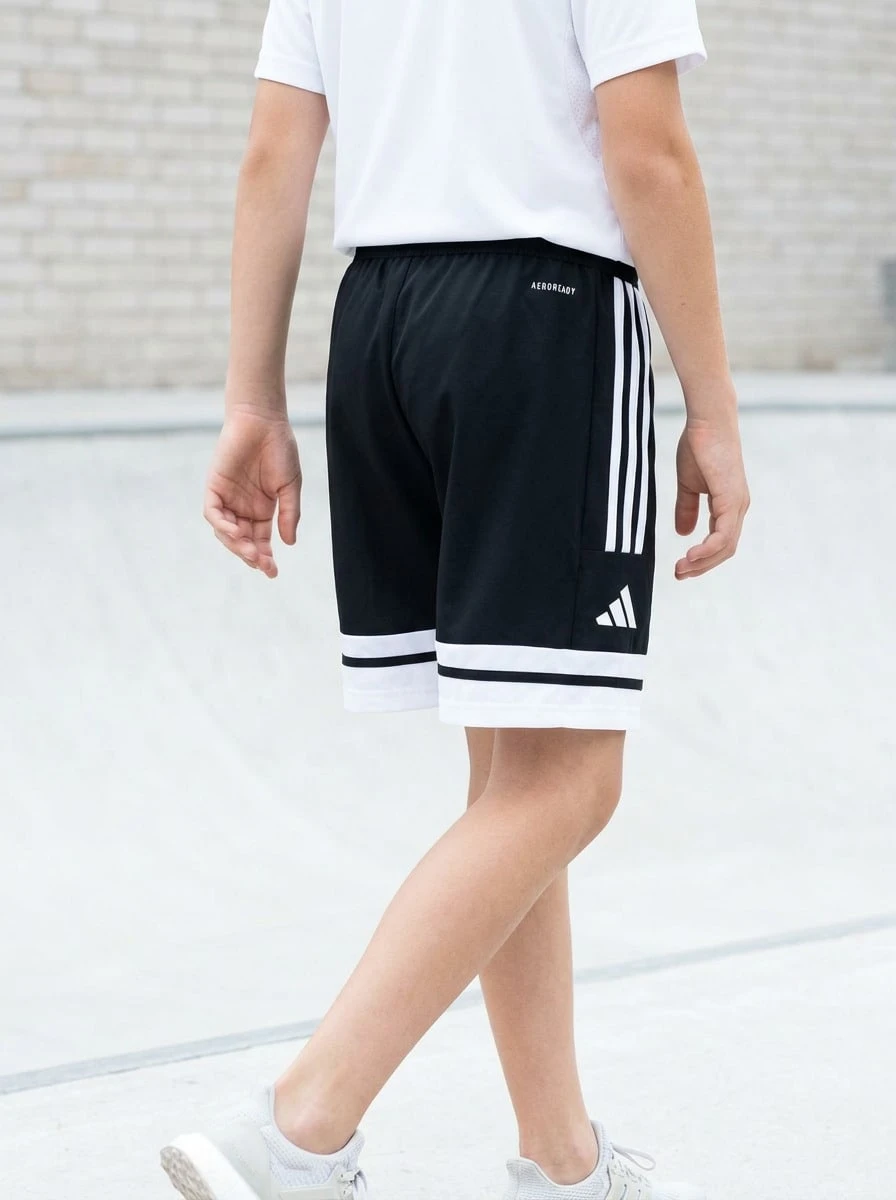 Adidas Tween Boys Shorts Soft Quick-Dry Moisture-Wicking Training Casual Running JE2772 - Black White - View 1