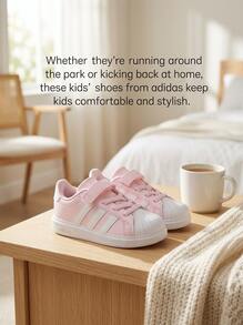 Adidas حذاء رياضي للأطفال من ستريت توك مبطن فاخر حديث للجري بأسلوب الشارع والمكتب باللون الأبيض JQ8591 - وردي - مشاهدة 5