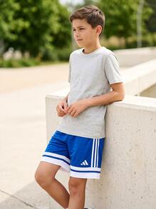 Adidas Tween Boys Shorts Elastic Waist Breathable Soft Training Casual Running JJ2419 - Blue White - View 6