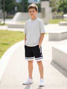 Adidas Tween Boys Shorts Soft Quick-Dry Moisture-Wicking Training Casual Running JE2772 - Black White - View 7