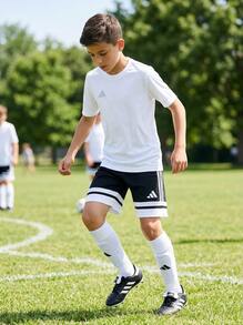 Adidas Tween Boys Shorts Durable Lightweight Versatile Running Beach Sports JJ2417 - Black White - View 1