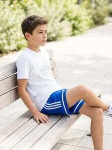 Adidas Tween Boys Shorts Classic Fit Stretchy Easy To Match Running Beach Sports JN5455 - Blue - View 5