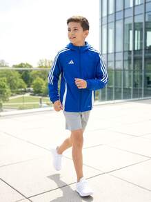 Adidas بلوزات رياضية للأولاد المراهقين خفيفة الوزن سهلة التنسيق ماصة للرطوبة للمنزل والمدرسة والصالة الرياضية IM8794 - رمادي - مشاهدة 4