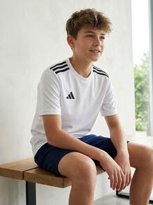 Adidas Tween Boys Shirts Breathable Classic Fit Quick-Dry Daily Weekend Training JJ4169 - Vitt - Visa 3