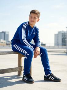 Adidas Tween Boys Sweatpants Comfortable Lightweight Durable Commuting Casual Gym JD4809 - Navy Blue White - View 4