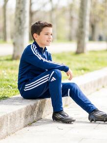 Adidas Tween Boys Sweatpants Breathable Skin-Friendly Versatile Training Daily Outdoor JD4799 - Dark Blue White - View 5