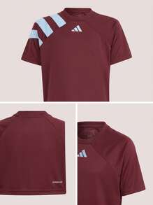 Adidas قمصان أولاد مراهقين بقصة كلاسيكية سريعة الجفاف وصديقة للبشرة للمدرسة والجيم والاستخدام اليومي IT5651 - Collegiate Red - مشاهدة 4