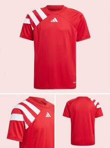 Adidas تي شيرتات للفتيات المراهقات متينة ومريحة ومتعددة الاستخدامات للتدريب والكاجوال والخارج IK5744 - الأحمر - مشاهدة 5